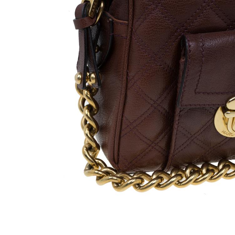 Pre Owned Marc Jacobs Burgundy Quilted Leather Venetia Satchel