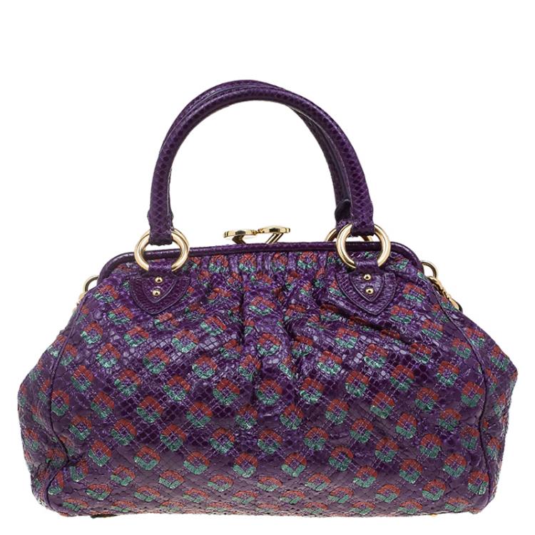 Pre Owned Marc Jacobs Purple Quilted Python Stam Satchel