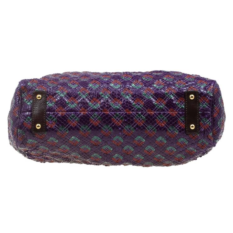 Pre Owned Marc Jacobs Purple Quilted Python Stam Satchel