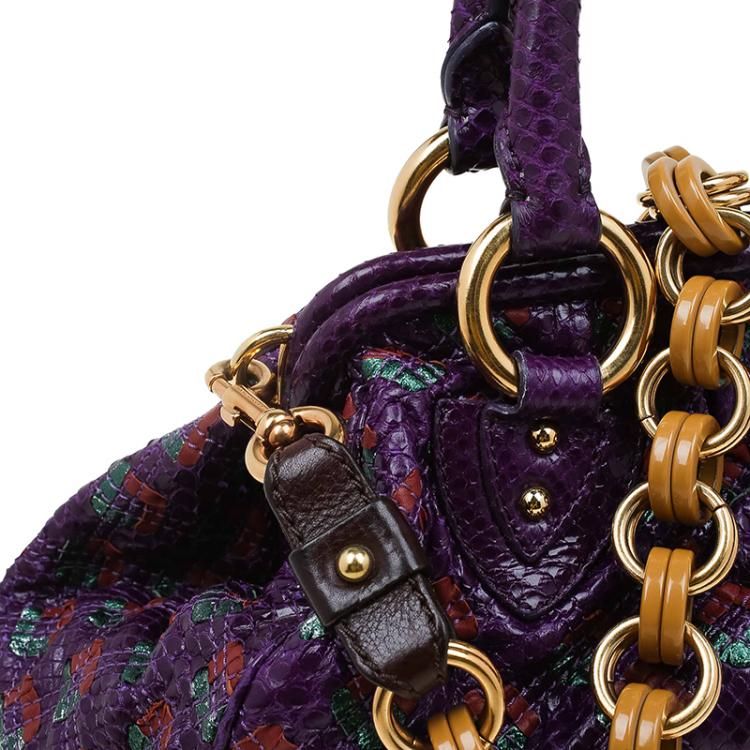Pre Owned Marc Jacobs Purple Quilted Python Stam Satchel