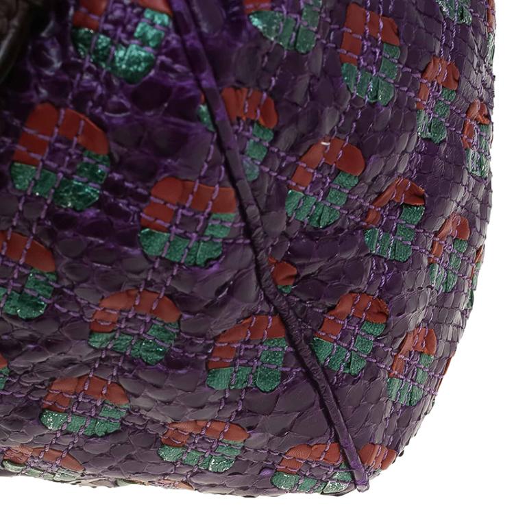 Pre Owned Marc Jacobs Purple Quilted Python Stam Satchel