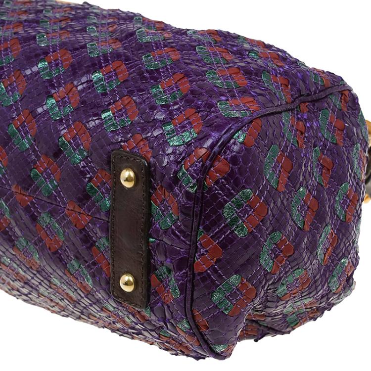 Pre Owned Marc Jacobs Purple Quilted Python Stam Satchel