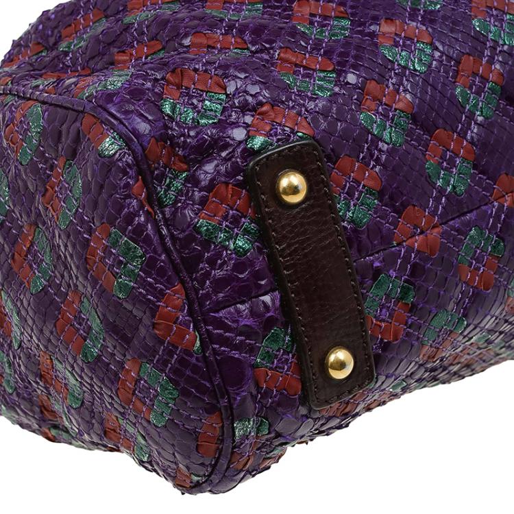 Pre Owned Marc Jacobs Purple Quilted Python Stam Satchel