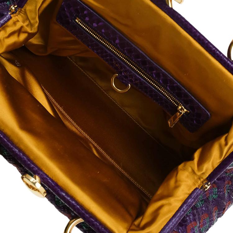 Pre Owned Marc Jacobs Purple Quilted Python Stam Satchel