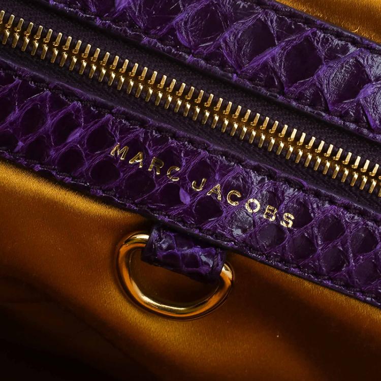 Pre Owned Marc Jacobs Purple Quilted Python Stam Satchel