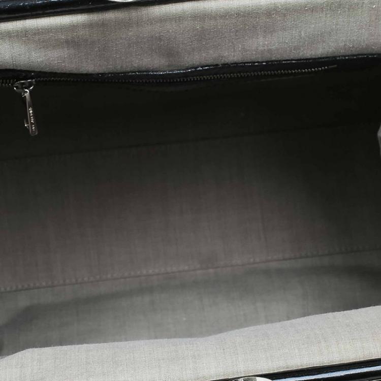 Pre Owned Marc Jacobs Black Quilted Patent Leather Stam Satchel