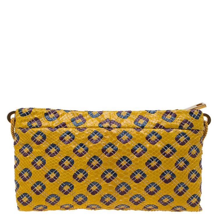 Pre Owned Marc Jacobs Yellow Python Memphis Clutch