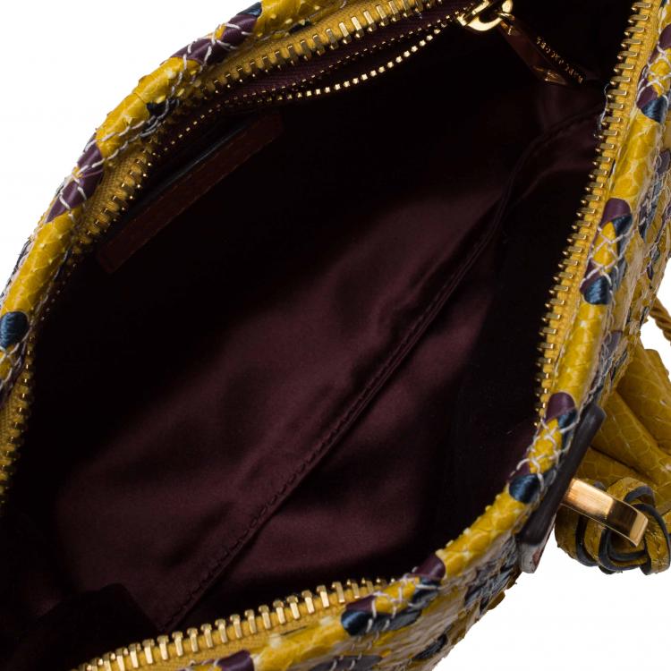 Pre Owned Marc Jacobs Yellow Python Memphis Clutch
