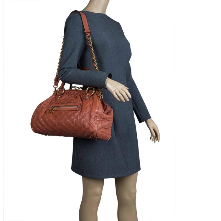 Pre Owned Marc Jacobs Brown Quilted Leather Stam Satchel
