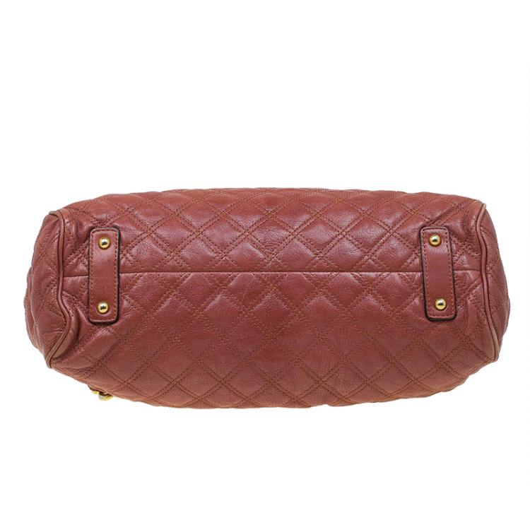 Pre Owned Marc Jacobs Brown Quilted Leather Stam Satchel