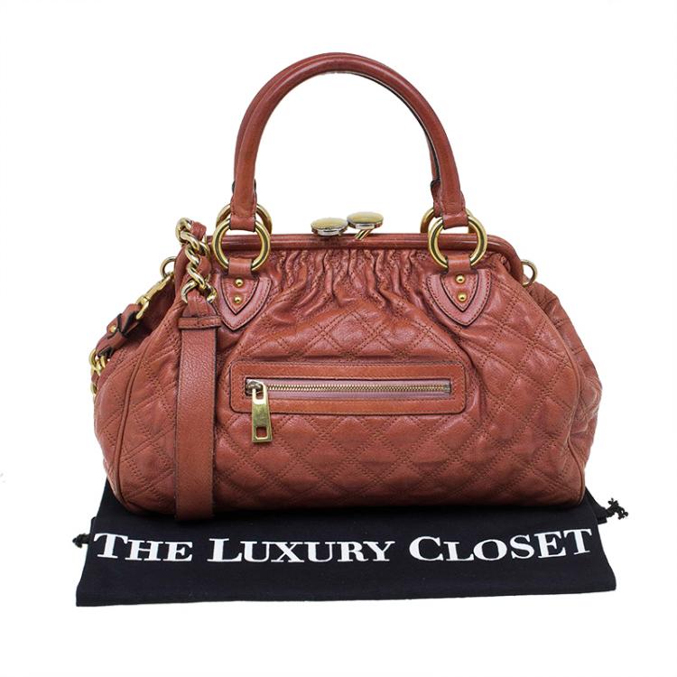 Pre Owned Marc Jacobs Brown Quilted Leather Stam Satchel