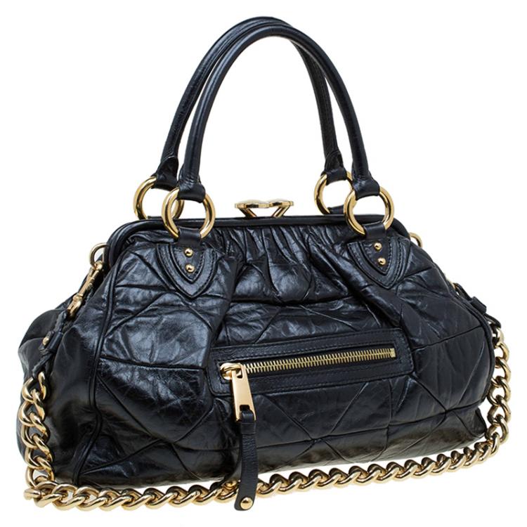 Pre Owned Marc Jacobs Black Quilted Leather Stam Satchel