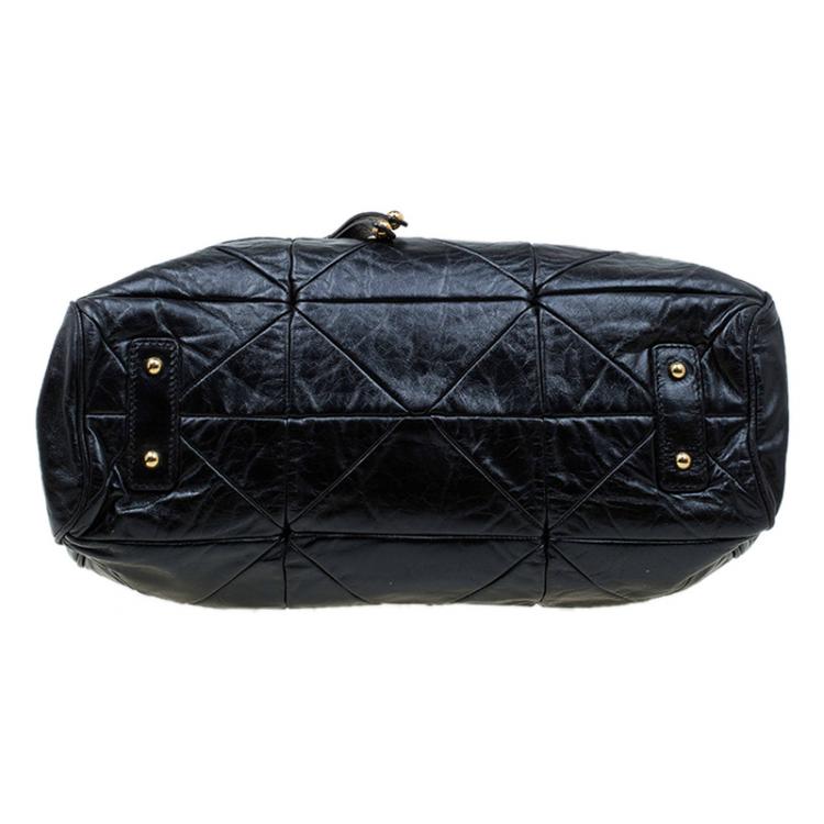 Pre Owned Marc Jacobs Black Quilted Leather Stam Satchel