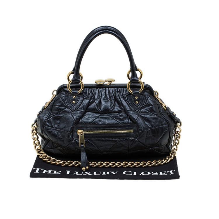 Pre Owned Marc Jacobs Black Quilted Leather Stam Satchel