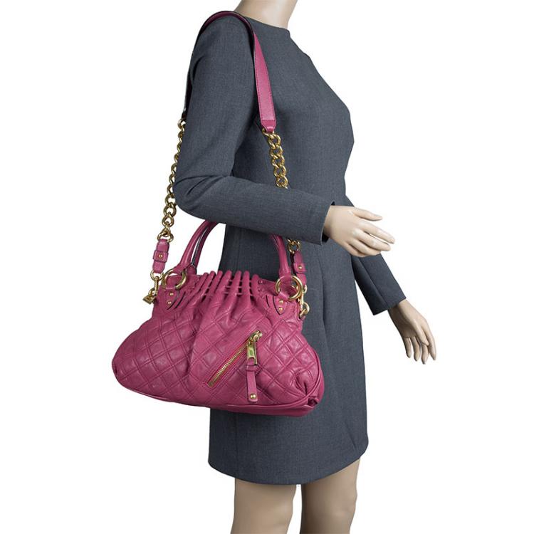 Pre Owned Marc Jacobs Burgundy Quilted Leather Cecilia Satchel