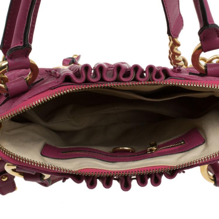 Pre Owned Marc Jacobs Burgundy Quilted Leather Cecilia Satchel