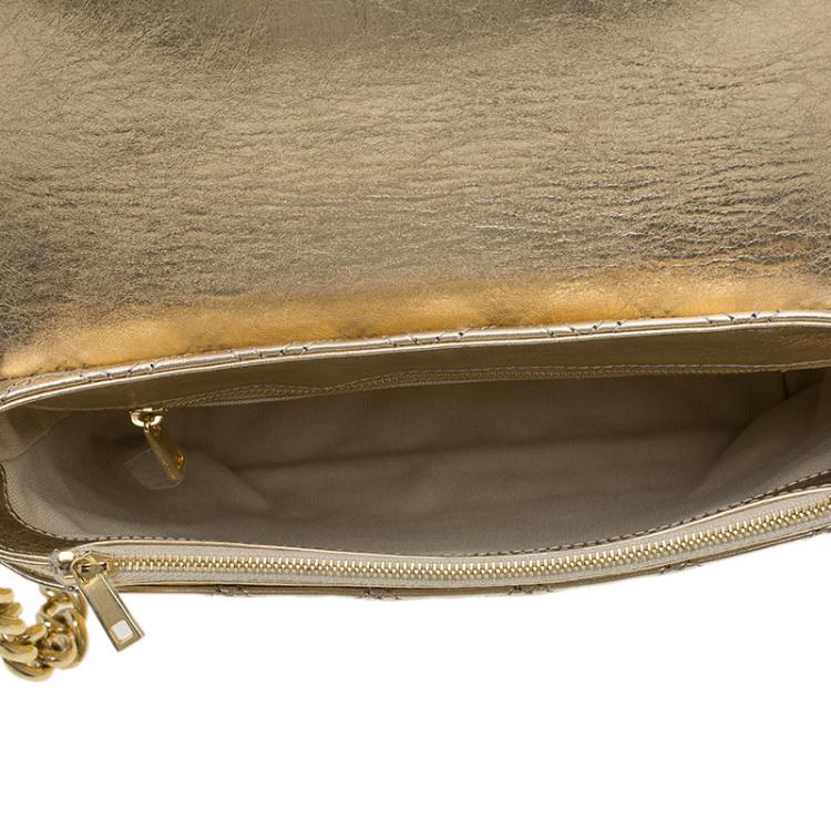 Pre Owned Marc Jacobs Gold Quilted Leather Large Bow Shoulder Bag