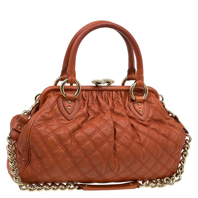 Pre Owned Marc Jacobs Orange Quilted Leather Stam Shoulder Bag