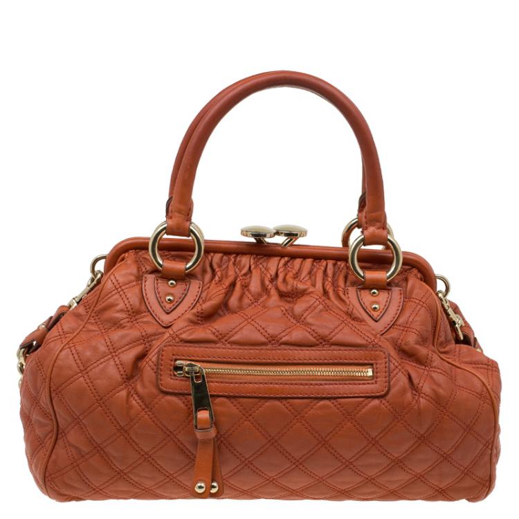 Pre Owned Marc Jacobs Orange Quilted Leather Stam Shoulder Bag