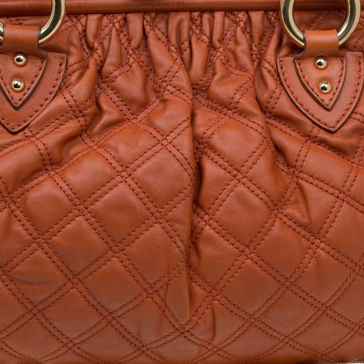 Pre Owned Marc Jacobs Orange Quilted Leather Stam Shoulder Bag