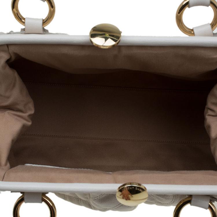 Pre Owned Marc Jacobs Ivory Quilted Leather Stam Satchel