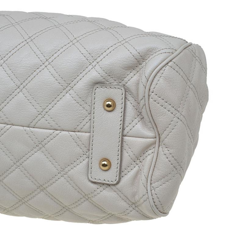 Pre Owned Marc Jacobs Ivory Quilted Leather Stam Satchel