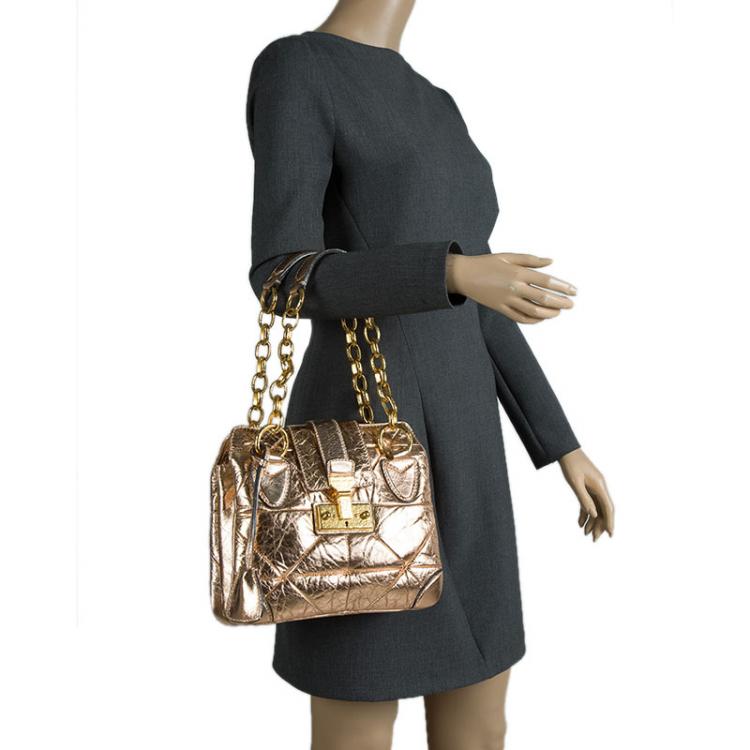 Pre Owned Marc Jacobs Metallic Rose Quilted Leather Shoulder Bag