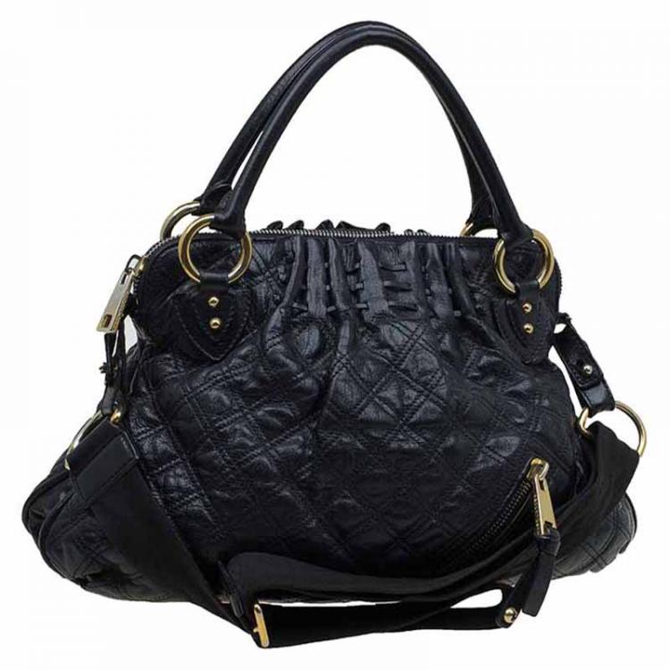 Pre Owned Marc Jacobs Black Quilted Leather Cecilia Satchel