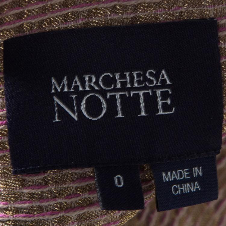 Pre Owned Marchesa Notte Metallic Pink Brocade Embellished Cocktail Dress XS
