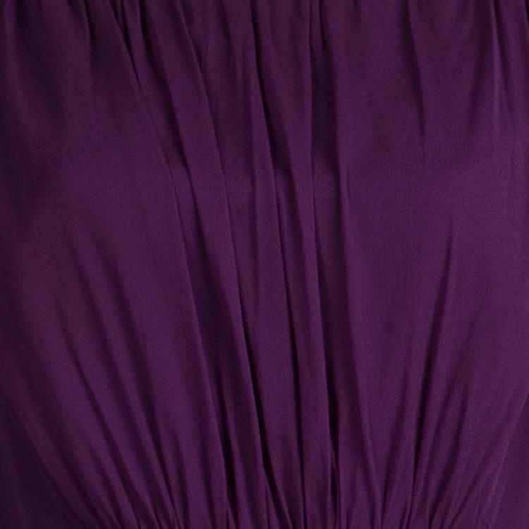 Pre Owned Marchesa Notte Purple Silk Embellished Waist Detail Sleeveless Gown L