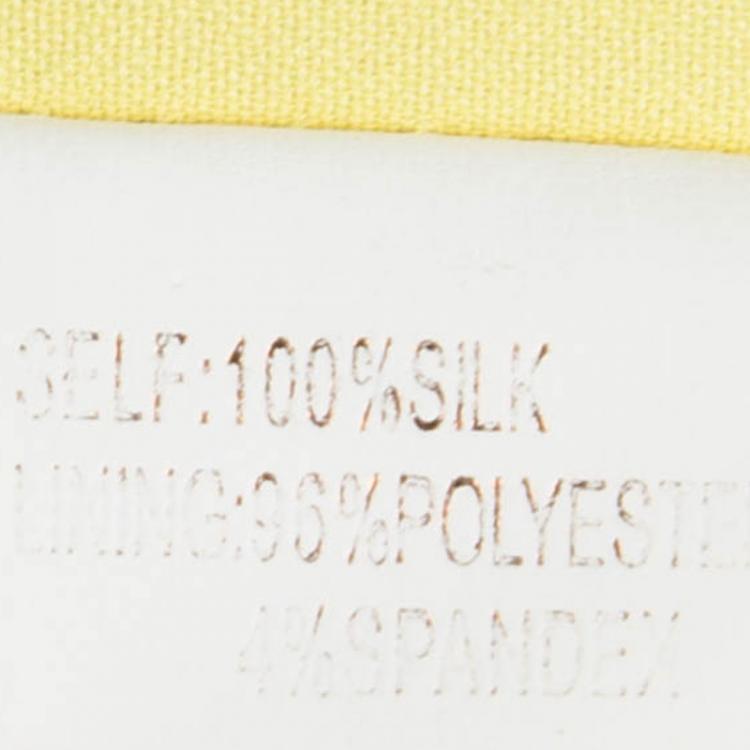 Pre Owned Marchesa Notte Yellow Silk Chiffon Strapless Ruched Gown S