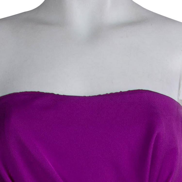 Pre Owned Marchesa Notte Pink Silk Bow Detail Strapless Gown M