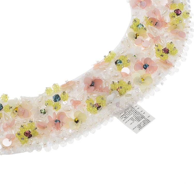 Pre Owned Marni Embellished Embroidery white Cotton Collar Necklace