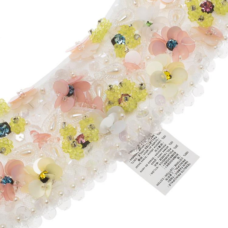 Pre Owned Marni Embellished Embroidery white Cotton Collar Necklace