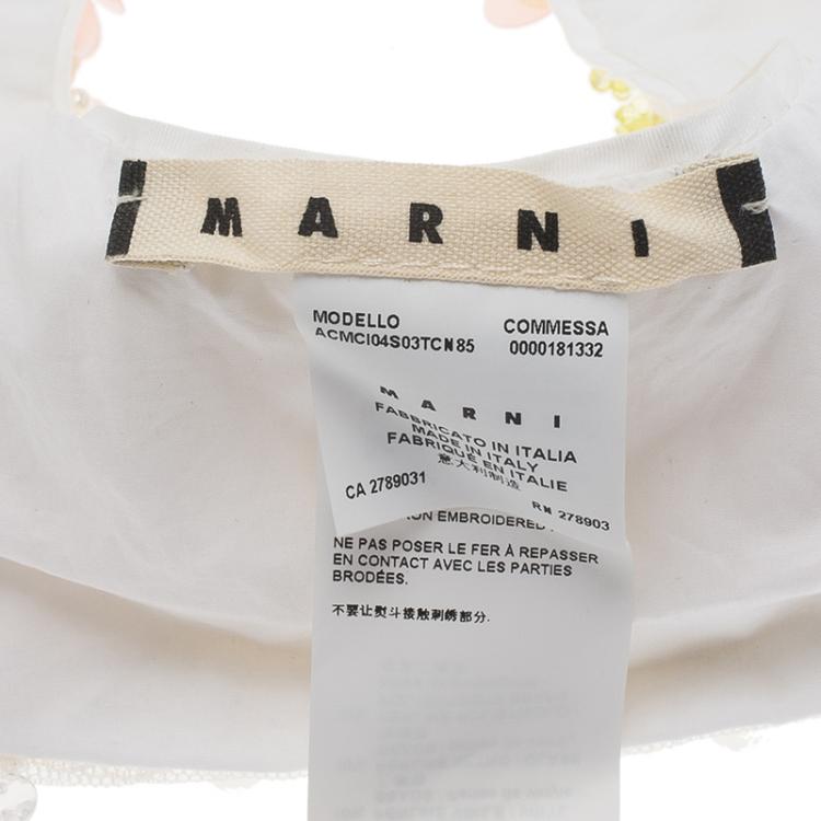 Pre Owned Marni Embellished Embroidery white Cotton Collar Necklace