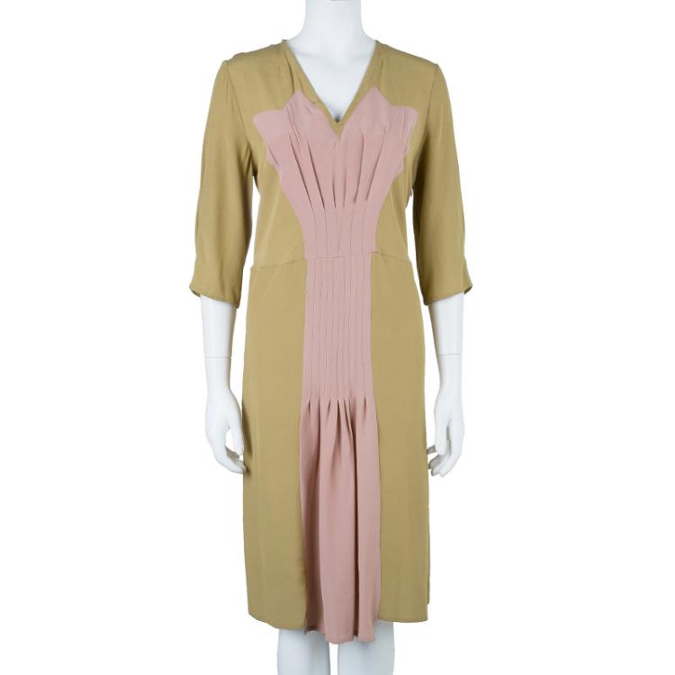 Pre Owned Marni Nude Silk Dress M