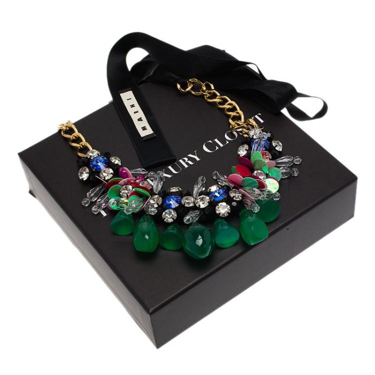 Pre Owned Marni Multicolored Beads and Crystals Necklace