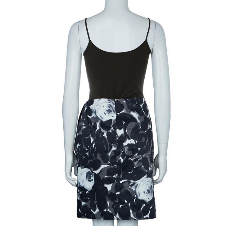 Pre Owned Marni Monochrome Floral Print Skirt S