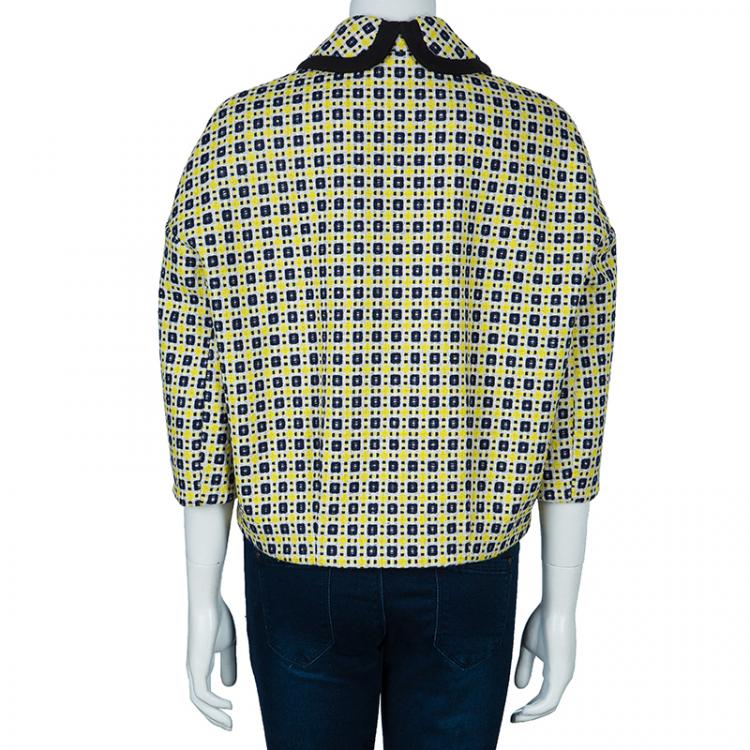 Pre Owned Marni Yellow Woven Cropped Jacket M
