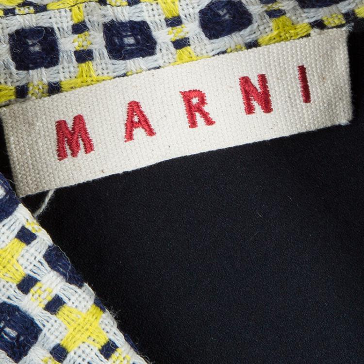 Pre Owned Marni Yellow Woven Cropped Jacket M