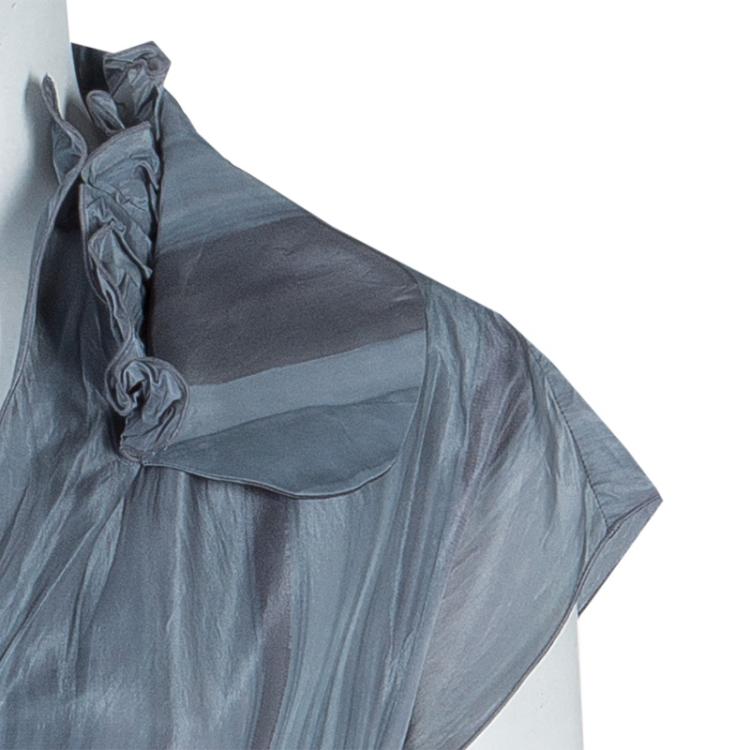 Pre Owned Marni Grey Printed Silk Dress M