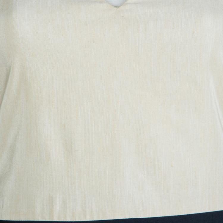 Pre Owned Marni Cream Contrast Applique Detail Sleeveless Dress S