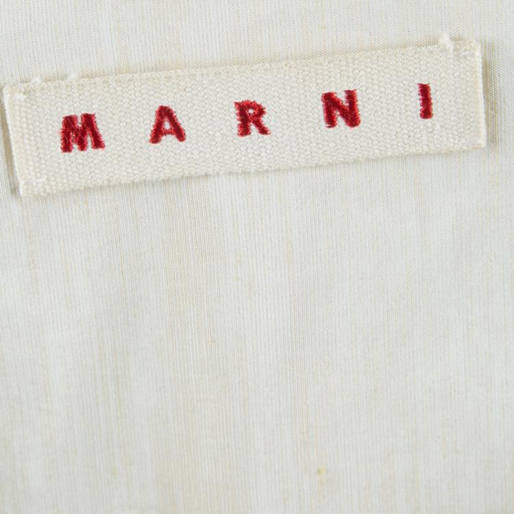 Pre Owned Marni Cream Contrast Applique Detail Sleeveless Dress S