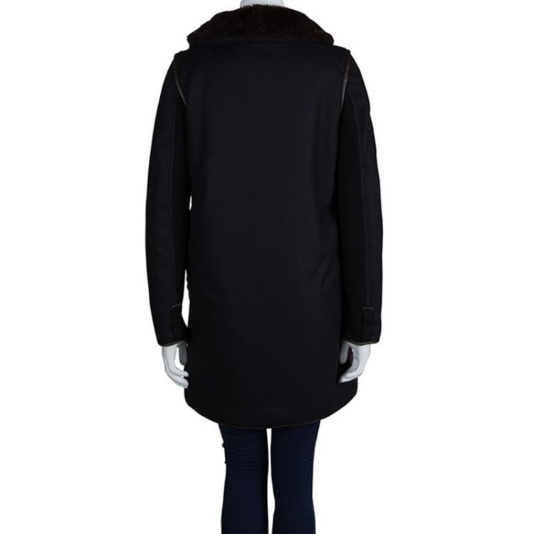 Pre Owned Marni Burgundy Quilted Lamb Shearling Trimmed Jacket S