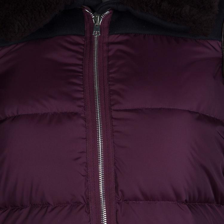 Pre Owned Marni Burgundy Quilted Lamb Shearling Trimmed Jacket S