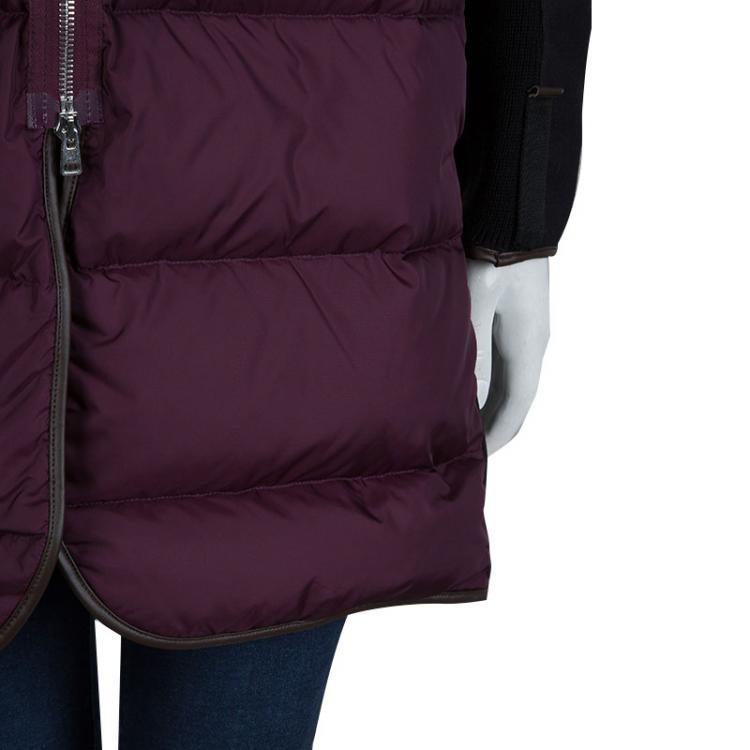 Pre Owned Marni Burgundy Quilted Lamb Shearling Trimmed Jacket S