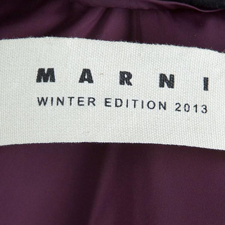 Pre Owned Marni Burgundy Quilted Lamb Shearling Trimmed Jacket S