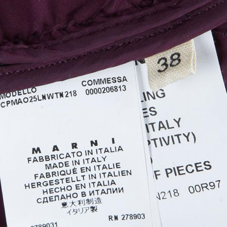 Pre Owned Marni Burgundy Quilted Lamb Shearling Trimmed Jacket S
