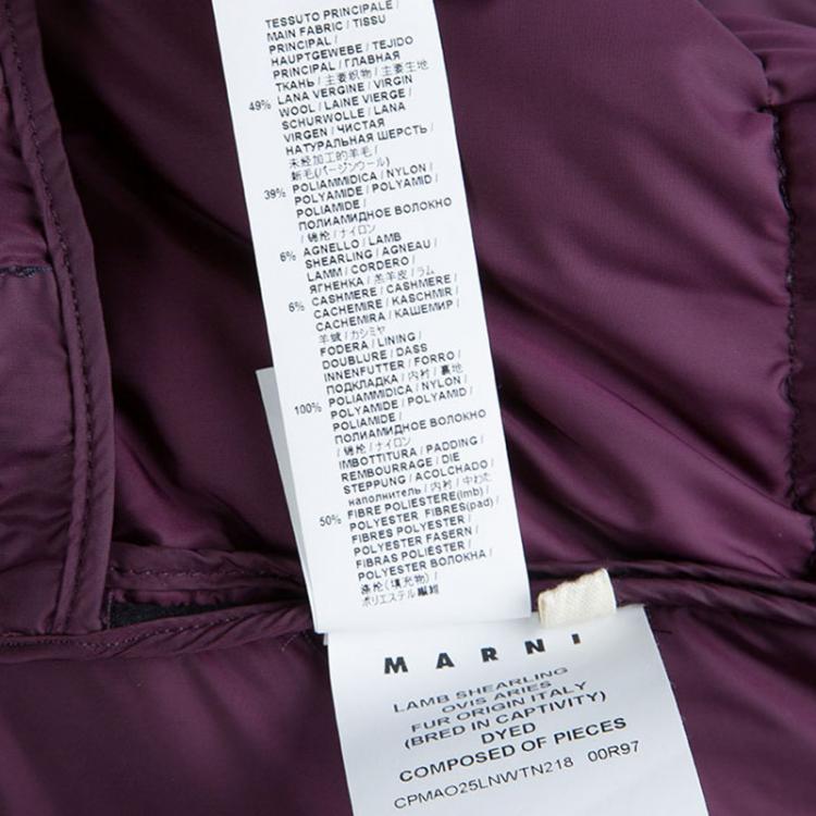 Pre Owned Marni Burgundy Quilted Lamb Shearling Trimmed Jacket S