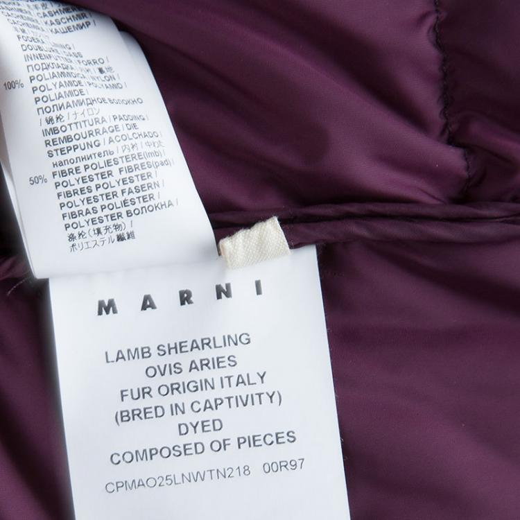 Pre Owned Marni Burgundy Quilted Lamb Shearling Trimmed Jacket S